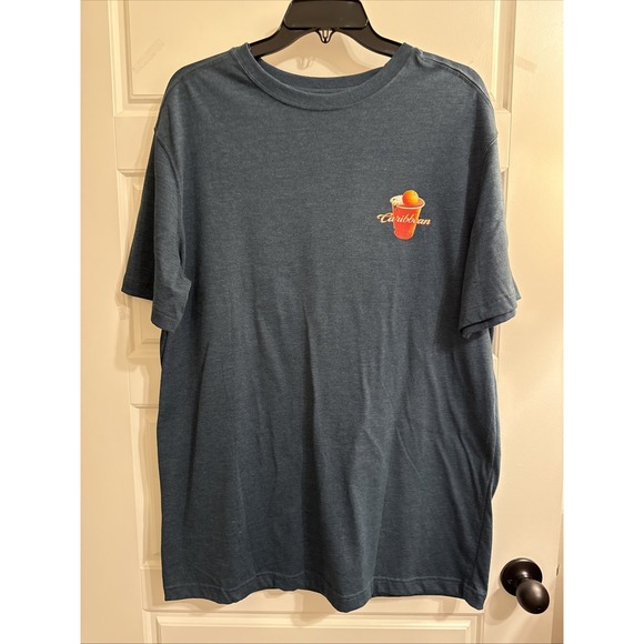 Caribbean Other - Caribbean Men T-Shirt with Logo Print Size LT Blue With Red Cup